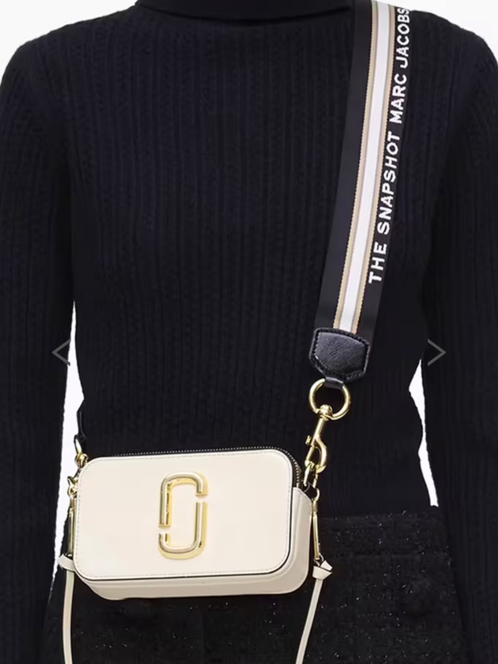Marc Jacobs cream white Snapshot Crossbody with Striped Webbing Strap